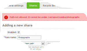 The Path Not Allowed error for a samba share
